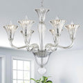 Six-Light Modern Crystal Chandelier with Layered Clear Pendants