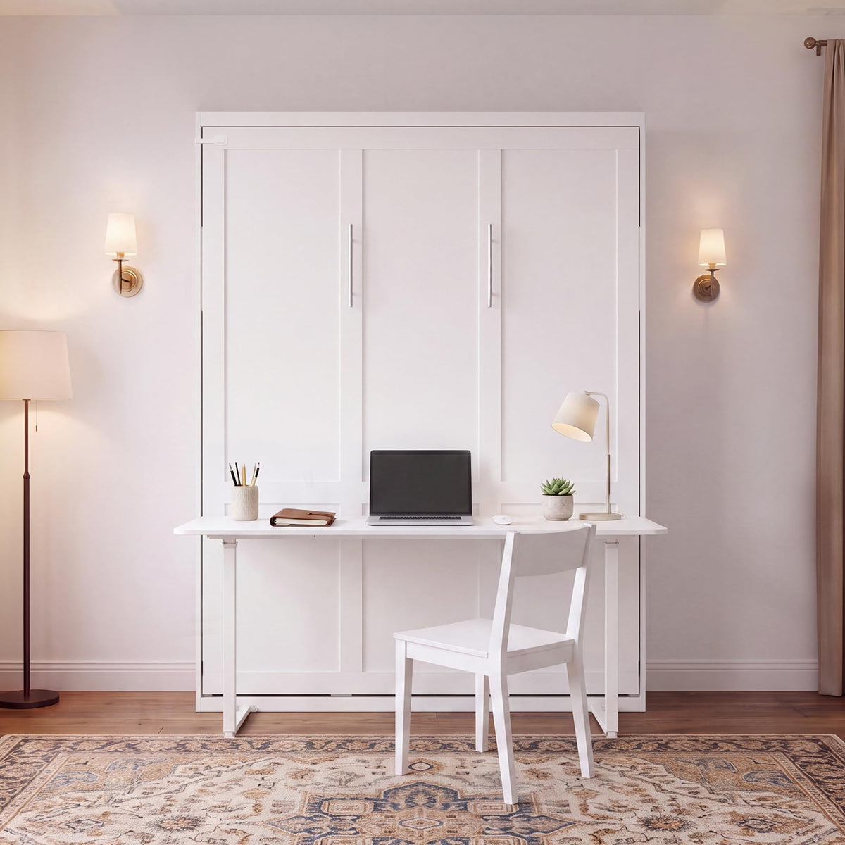 Queen Murphy Bed with Desk, Space-Saving Wall Bed