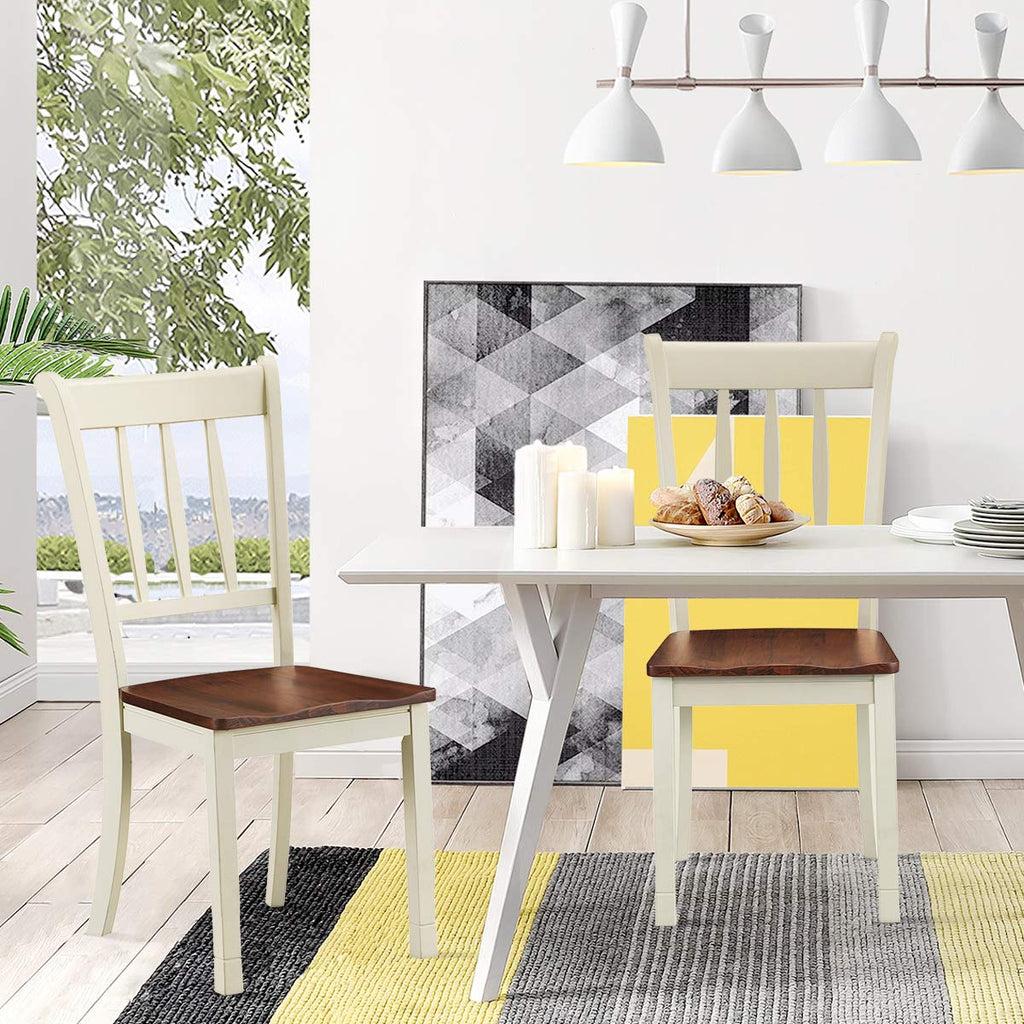 Wood Dining Chairs Set of 2, Armless Kitchen Chairs