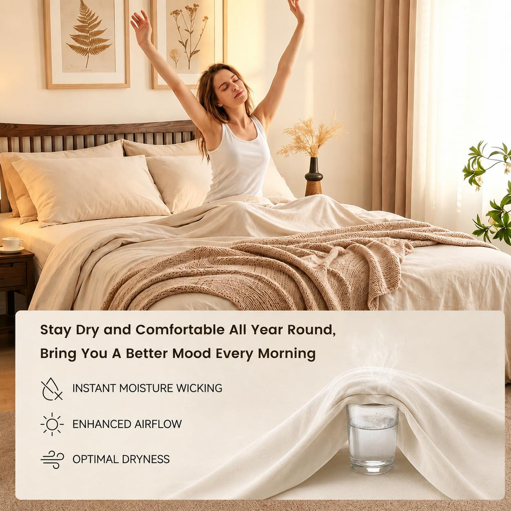 Belgian Linen Sheet Set Solid Color - 4 Pieces (1 Flat Sheet, 1 Fitted Sheet & 2 Pillowcases) Natural Flax Cotton