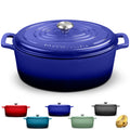 Enameled Cast Iron Oval Dutch Oven with Lid, 5 Qt, Indigo Blue