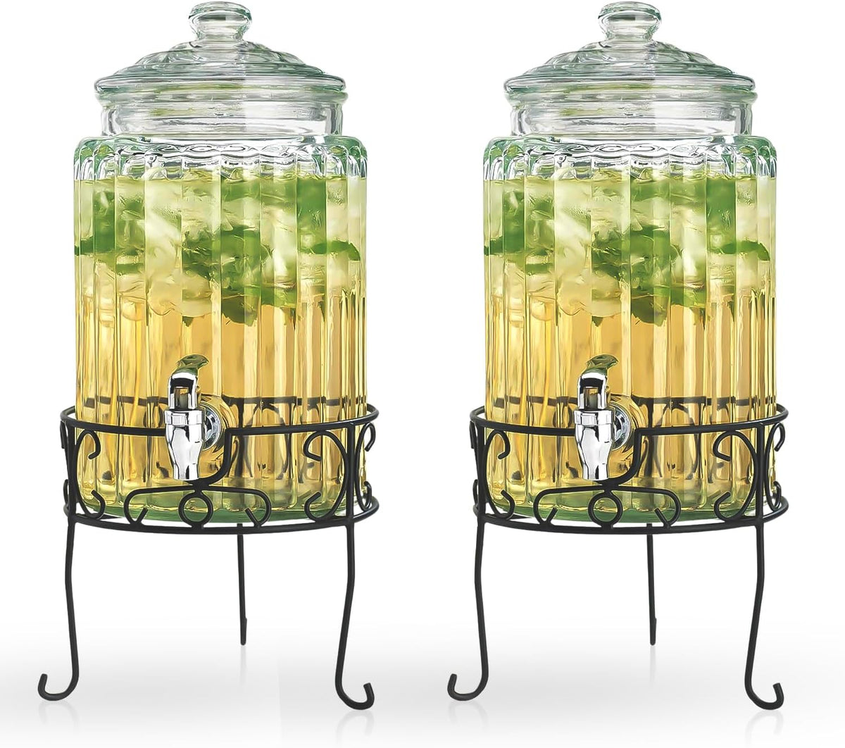 1.5 Gallon Drink dispenser, With Elegant Stand Stand, Drink Dispensers for Parties With Spigot 100% Leakproof. - Set of 2
