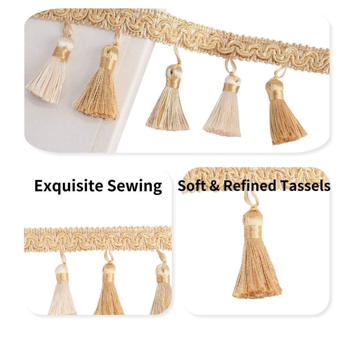 2.35 Inch Tassel Fringe Decorative Trim, Mix Gold - 5 Yard