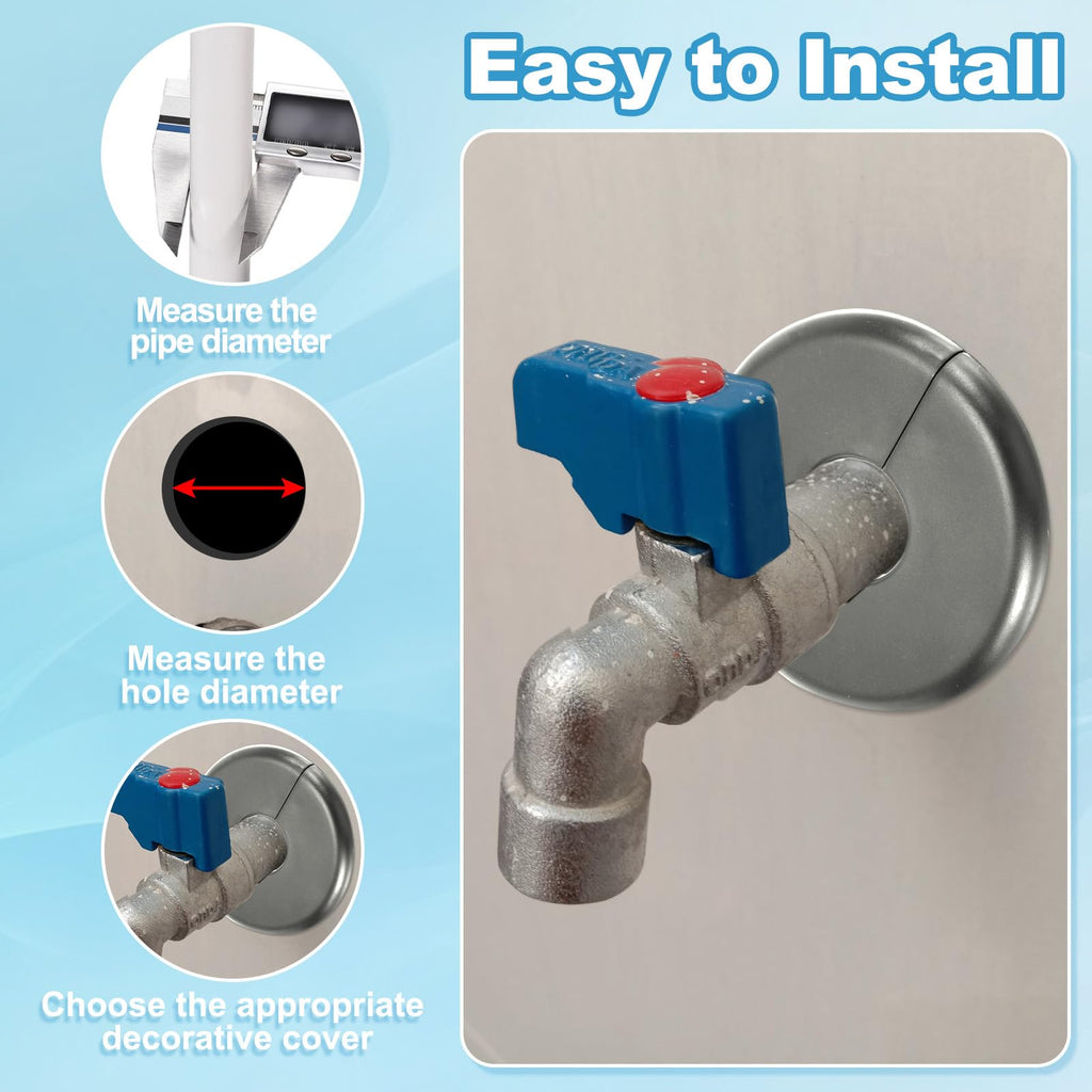 Wall Split Flange 2.52"/64mm, 3Pcs ABS Round Self-Adhesive Escutcheon Plate Cover Buckle for Water Pipe Faucet