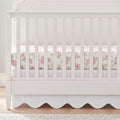 Scallop Edge Cotton Crib Skirt Toddler Bedskirt Baby Crib Bed Skirt for Girls, Boys, 4 Sided, Boho Neutral Solid