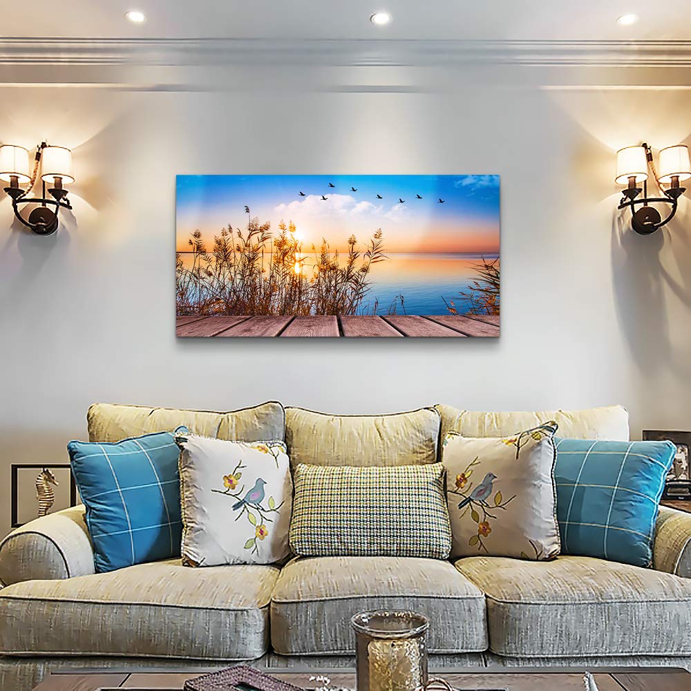 Ocean Canvas Wall Art, Coastal Bedroom 40"x20"