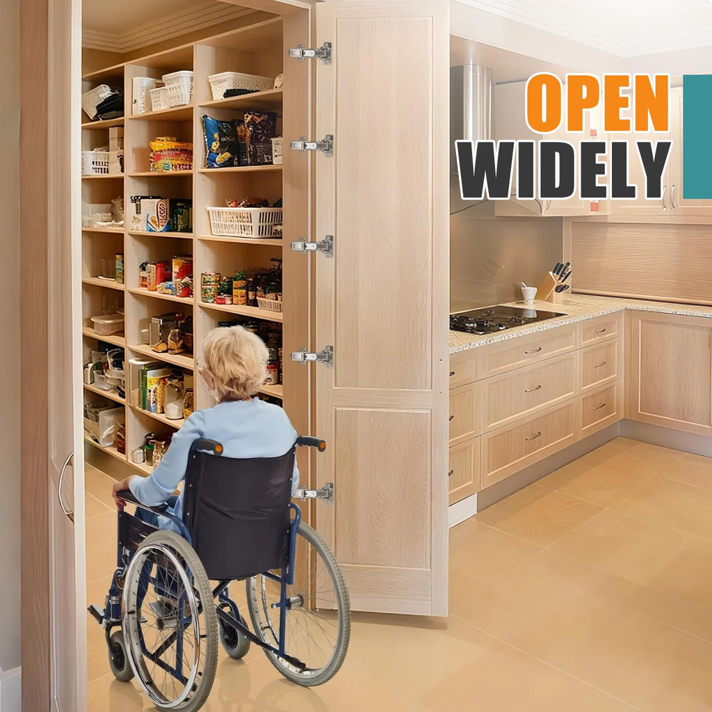 4 Pack 165 Degree Soft Close Cabinet Hinges, Full Overlay Kitchen Cabinet Hinges, Concealed European Hinges for Lazy