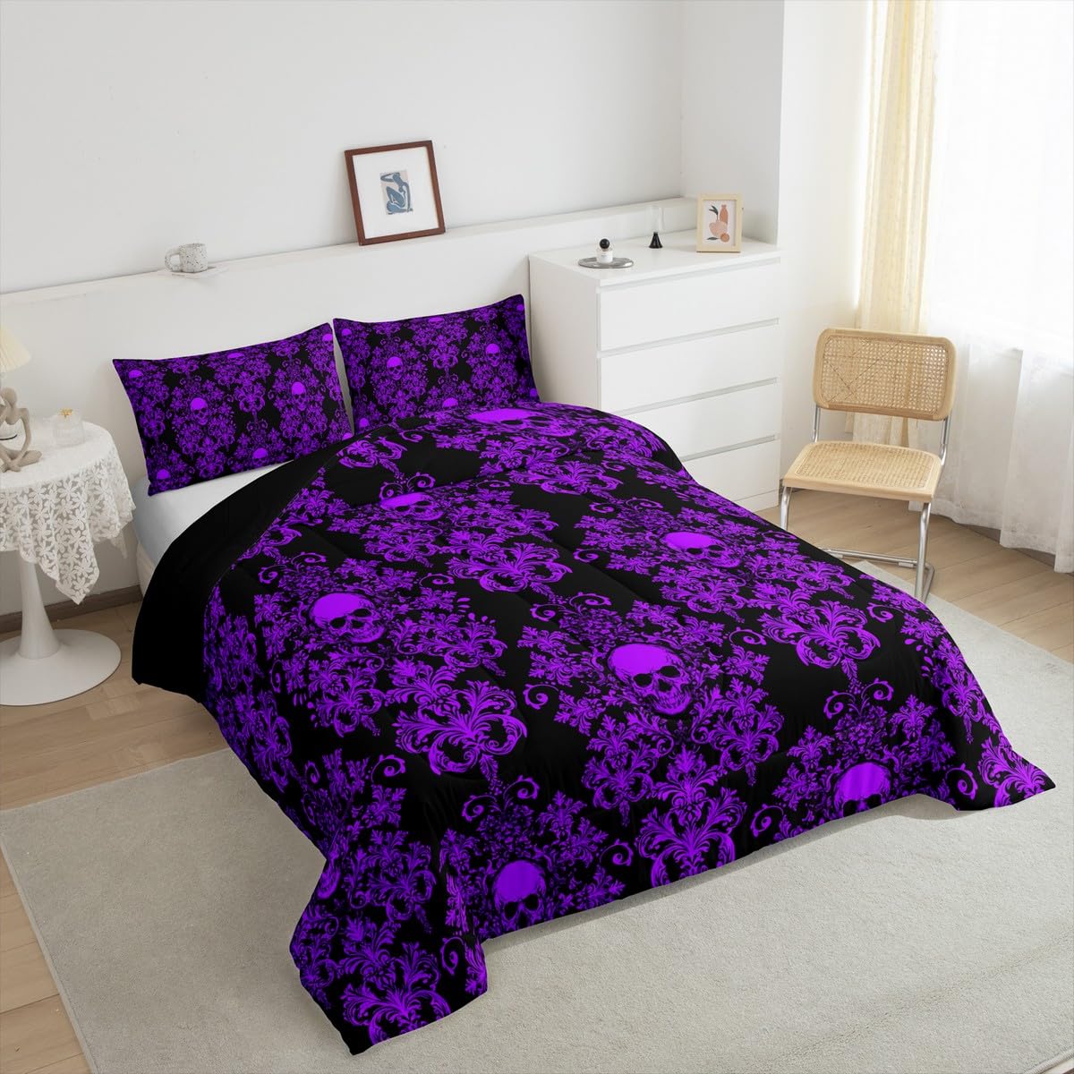 Jacquard Damask Comforter Set Luxury Royal Purple Jacquard Queen