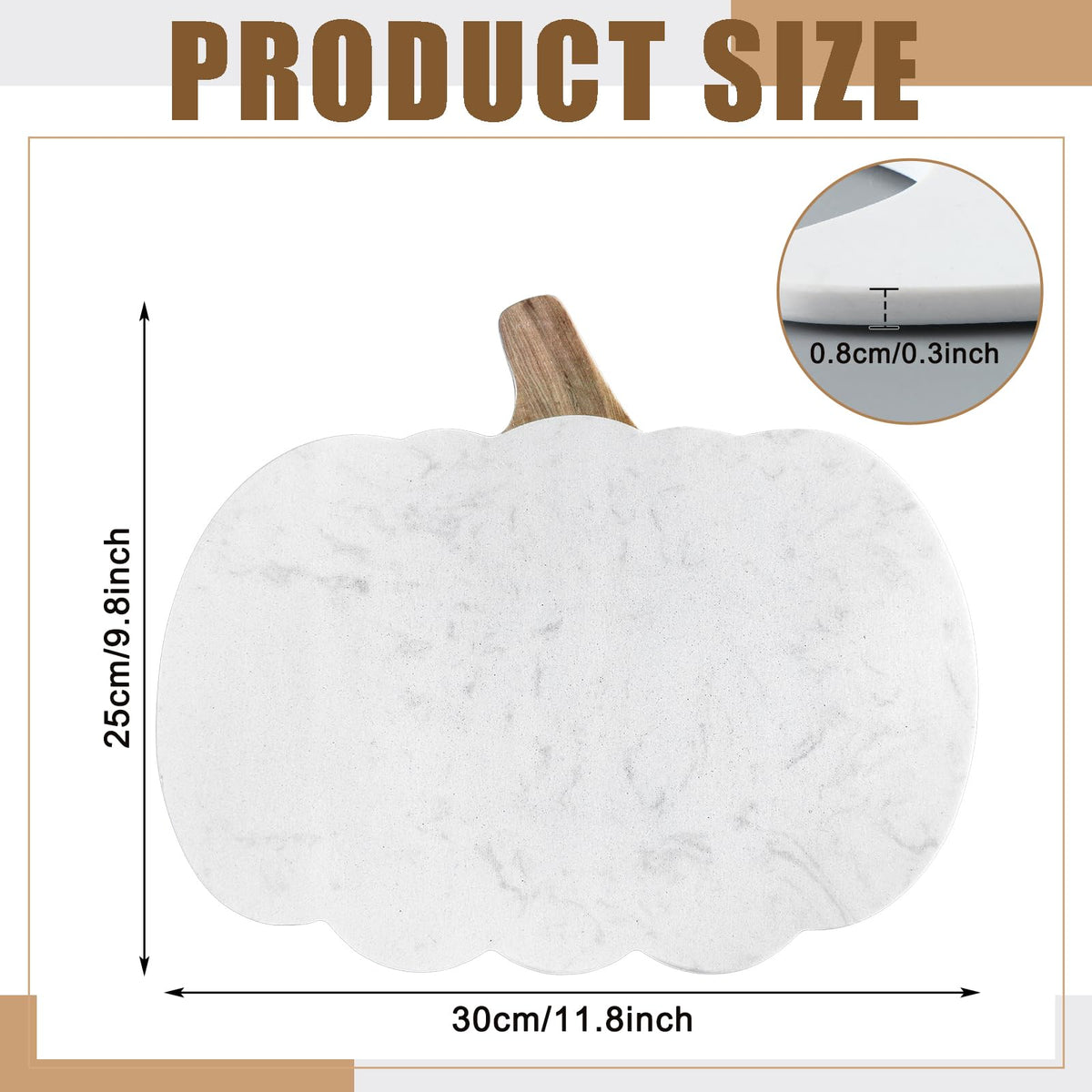 Pumpkin Marble Cutting Board 11 x 9.8 Inch Marble Cheese Board