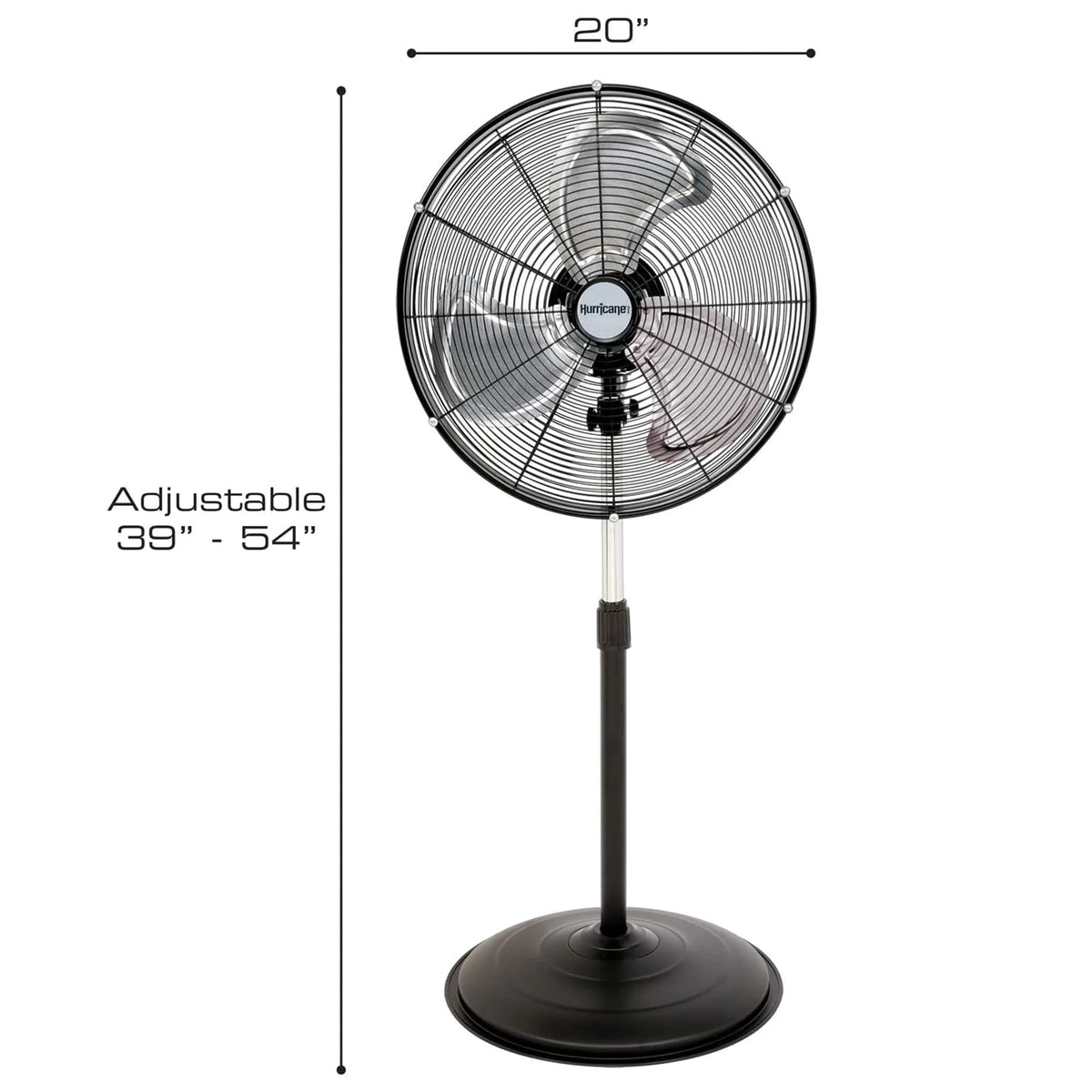 Pro High-Velocity Oscillating Metal Stand Fan, 3 Speeds, 20in