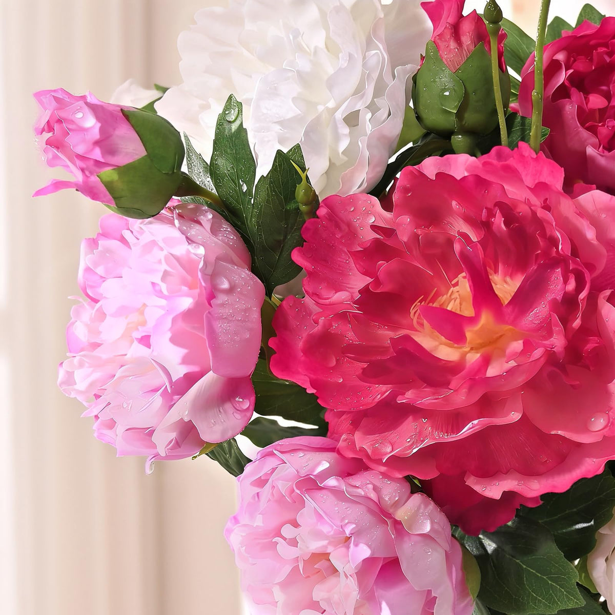 3 Bouquets Peonies Artificial with 22'' Long Stems, Latex Real Touch Faux Peony, Fake Peonies Bouquet for Table