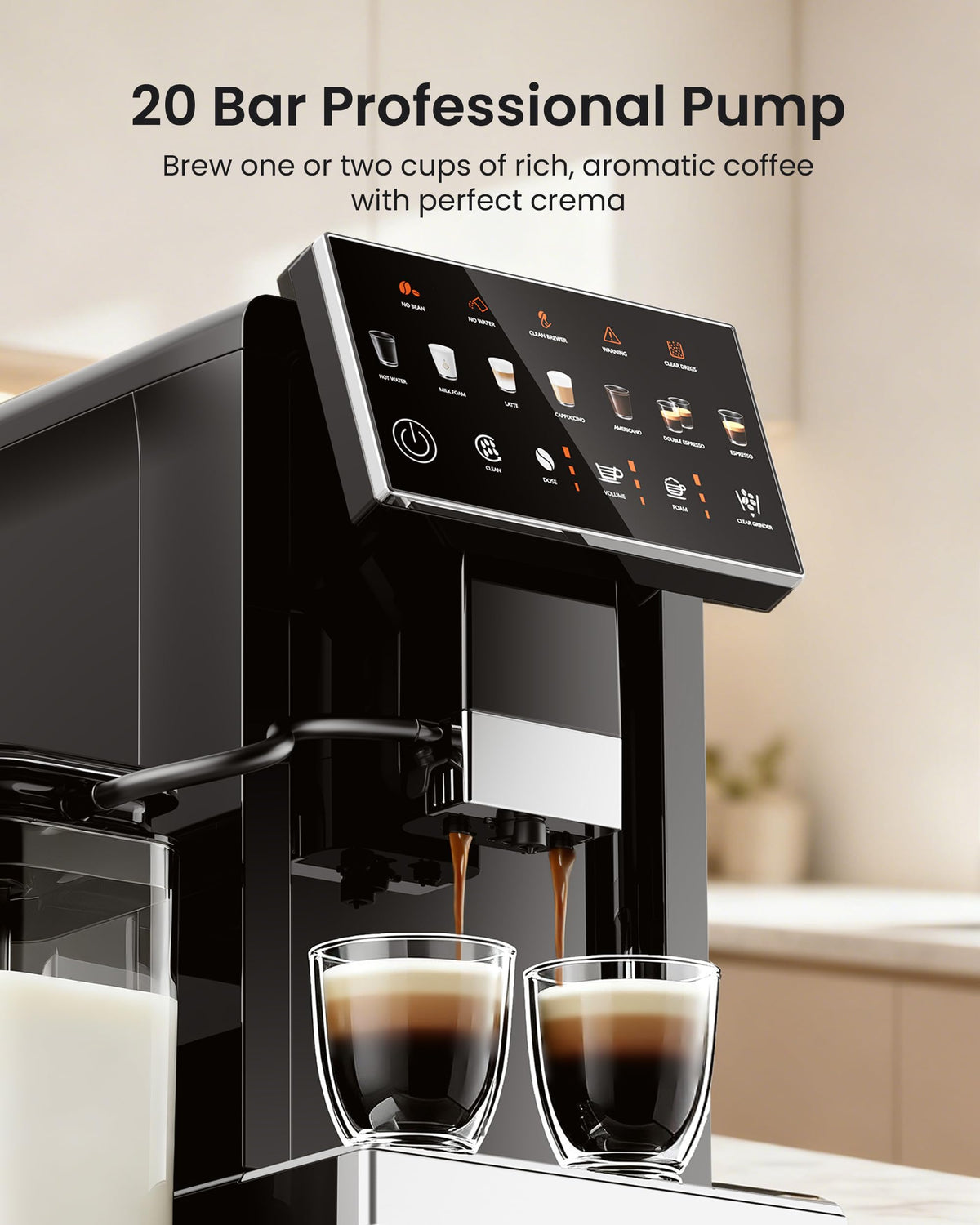 Fully Automatic Espresso Machine with Milk Frother & Grinder