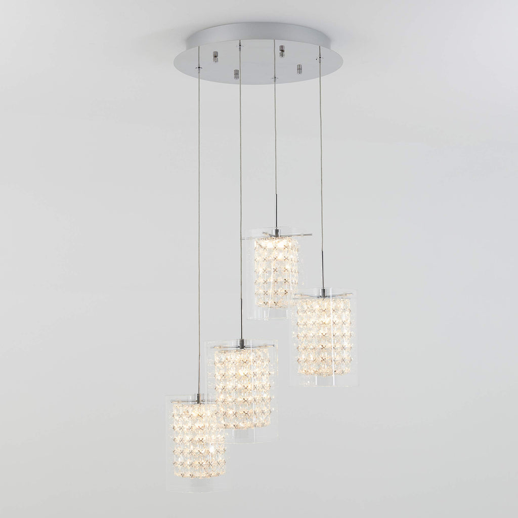 Inspired Nelson Style Bubble Cube Pendant Light, 4, Chrome