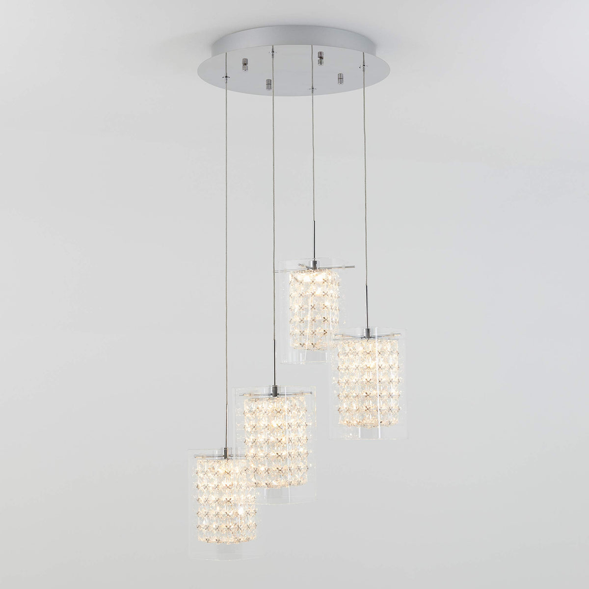 Inspired Nelson Style Bubble Cube Pendant Light, 4, Chrome