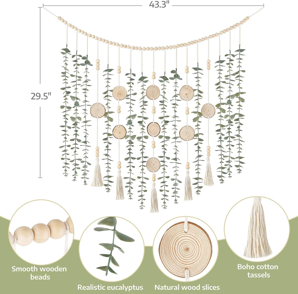 Boho Hanging Artificial Eucalyptus Garland Wall Decor 43'' Fake Plant