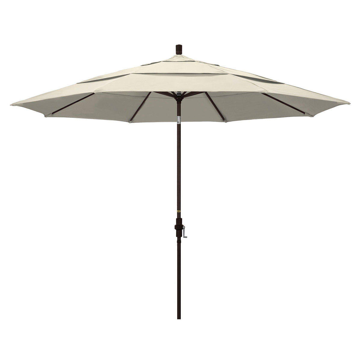 Umbrella 11' Round Aluminum Market Umbrella, Crank Lift, Collar Tilt, Antique Beige