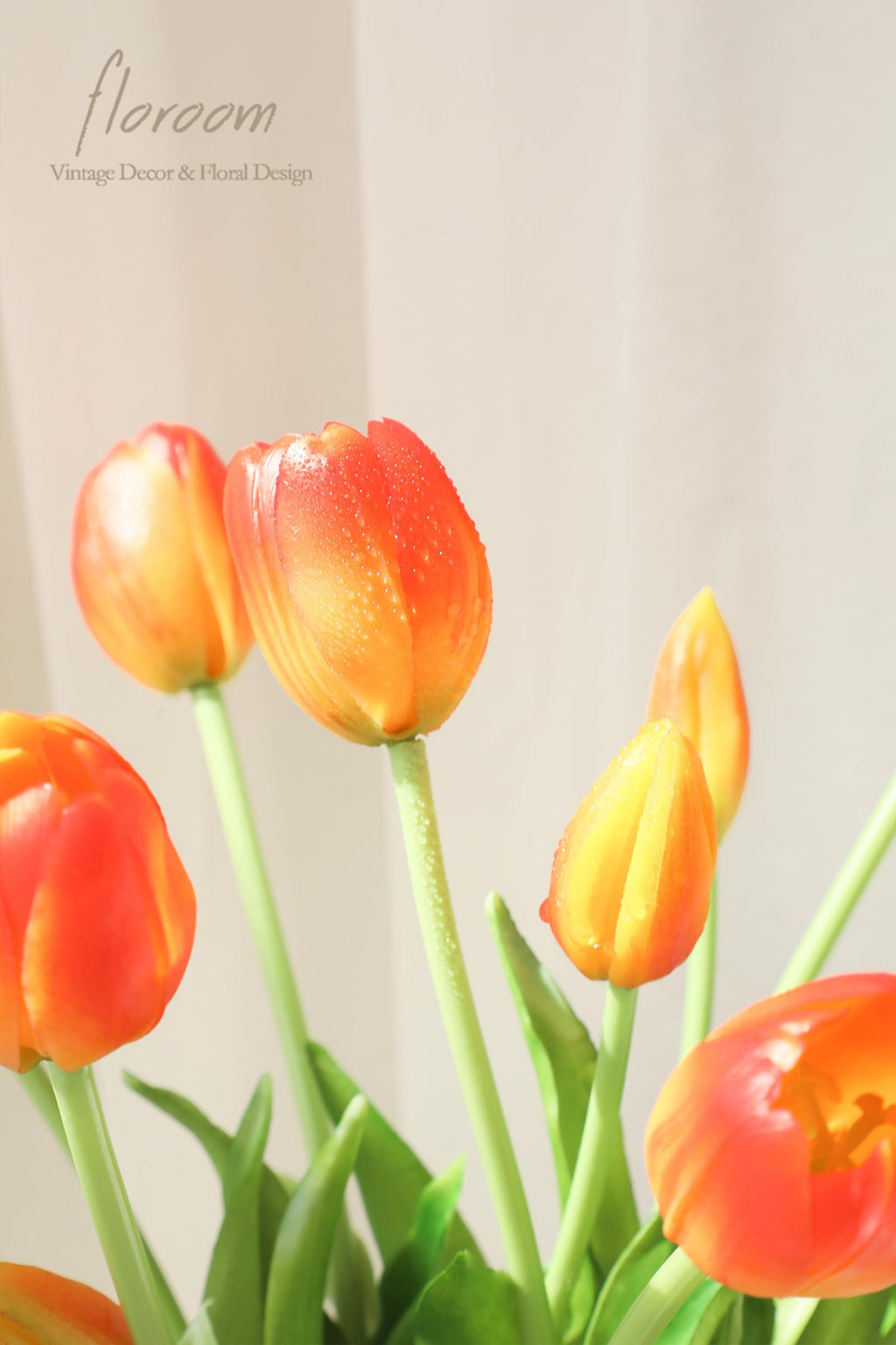 15 Pcs Burnt Orange Artificial Tulips, Real Touch Latex Faux Bouquet with Buds, Lifelike Floral Stems, Fake Flowers