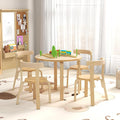 Kids Table and Chairs, Brich Round Toddler Table and Chair Set with Toy Bricks, Smooth Surfaces & Ergonomic Backrest