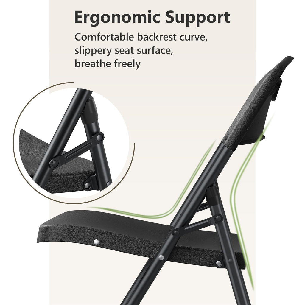 Folding Chairs 10 Pack, Outdoor Plastic Sturdy Metal Folding Chairs for Outside Indoor, Portable 350 lbs Capacity