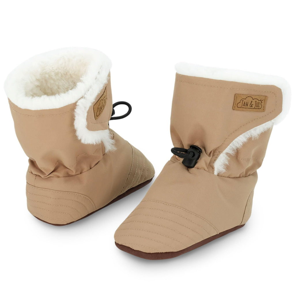 Stay-Put Winter Baby Booties (Soft Brown, S)