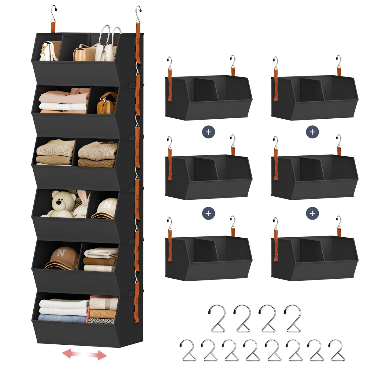 Hanging Closet Organizer Extra Large, Clothes Hanging Shelves for Closet with Divider, Collapsible Closet Storage