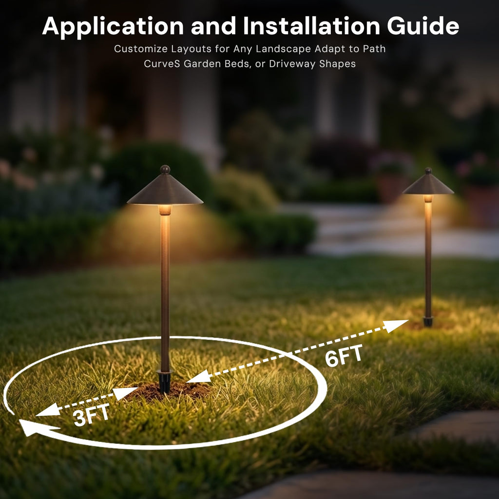 Brass Low Voltage Pathway Lights Outdoor Wired, Landscape Path Lights