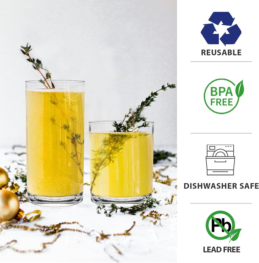 Acrylic Plastic Drinking Glasses Set of 12 - Unbreakable Tumblers - BPA-Free - Dishwasher-Safe - 6x12oz Lowball
