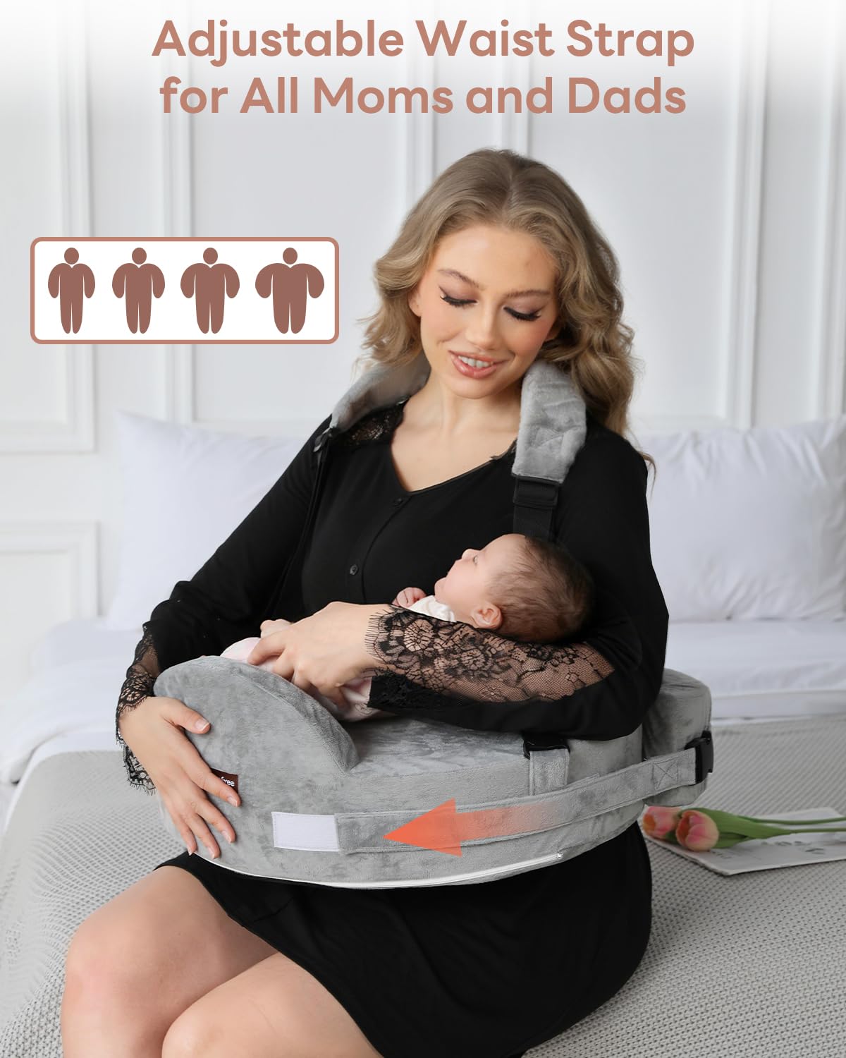 Nursing Pillow for Standing or Sitting Use by Parents - Gray