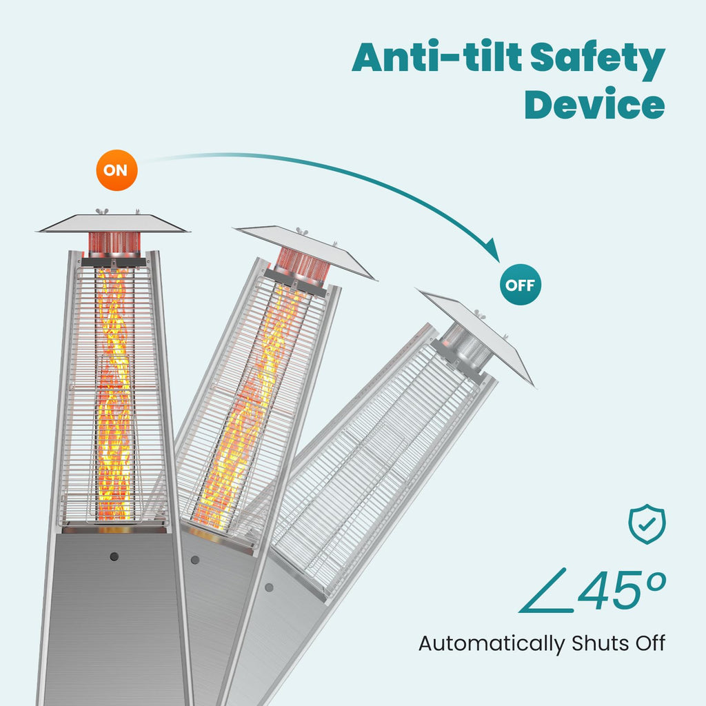 BTU Pyramid Patio Heater, Portable Outdoor Heater with Wheels