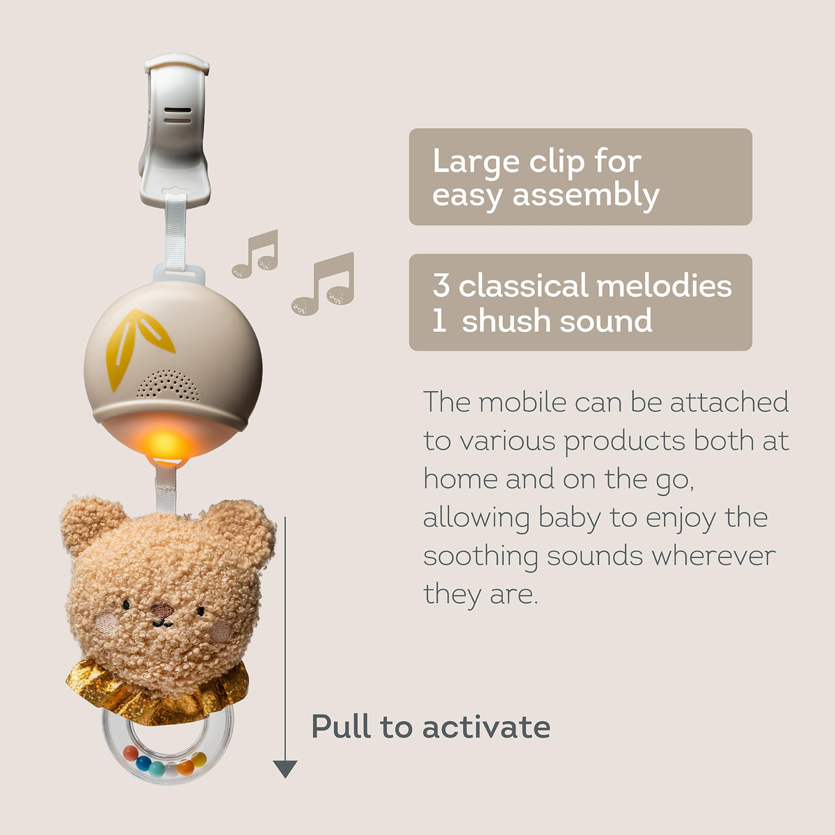 Portable Sound Machine for Baby Kids, Sleep Soother, 22 Min Music & Lights, White Noise, Shush, Travel, Registry