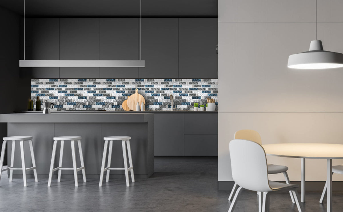 Glass Tiles Backsplash Subway Blue Mosaic Tile Bathroom Walls (Pack of 5 Sheets)