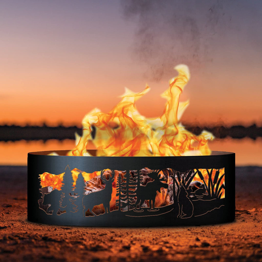 Moonlight Gathering Unpainted 12 in. Tall 30 in. Diameter Outdoor Fire Ring with Fire Poker - 30 x 30 x 12