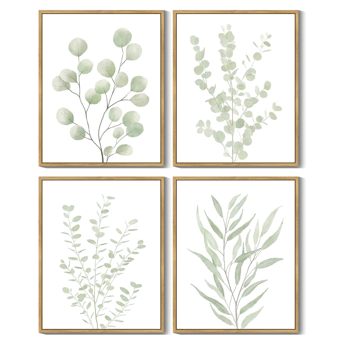 Botanical Plant Framed Wall Art Boho Wall Decor Sage Green Eucalyptus Leaf Prints Minimalist Aesthetic Ready to Hang