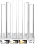Under Cabinet Lighting Wireless, 6Pack 17'' Rechargeable Closet Lights, LED Motion Sensor Indoor, Dimmable & 3 Color
