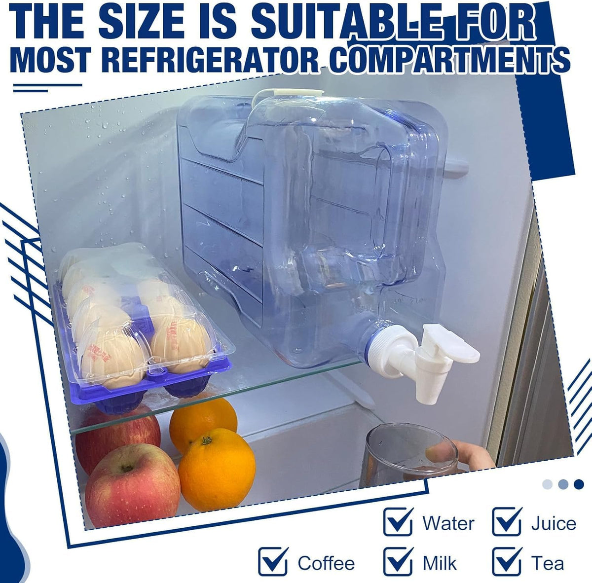 Fridge Water Dispensers Bottle with Leak-proof Spigot and Convenient Handle Reusable Plastic Juice Beverage Dispenser