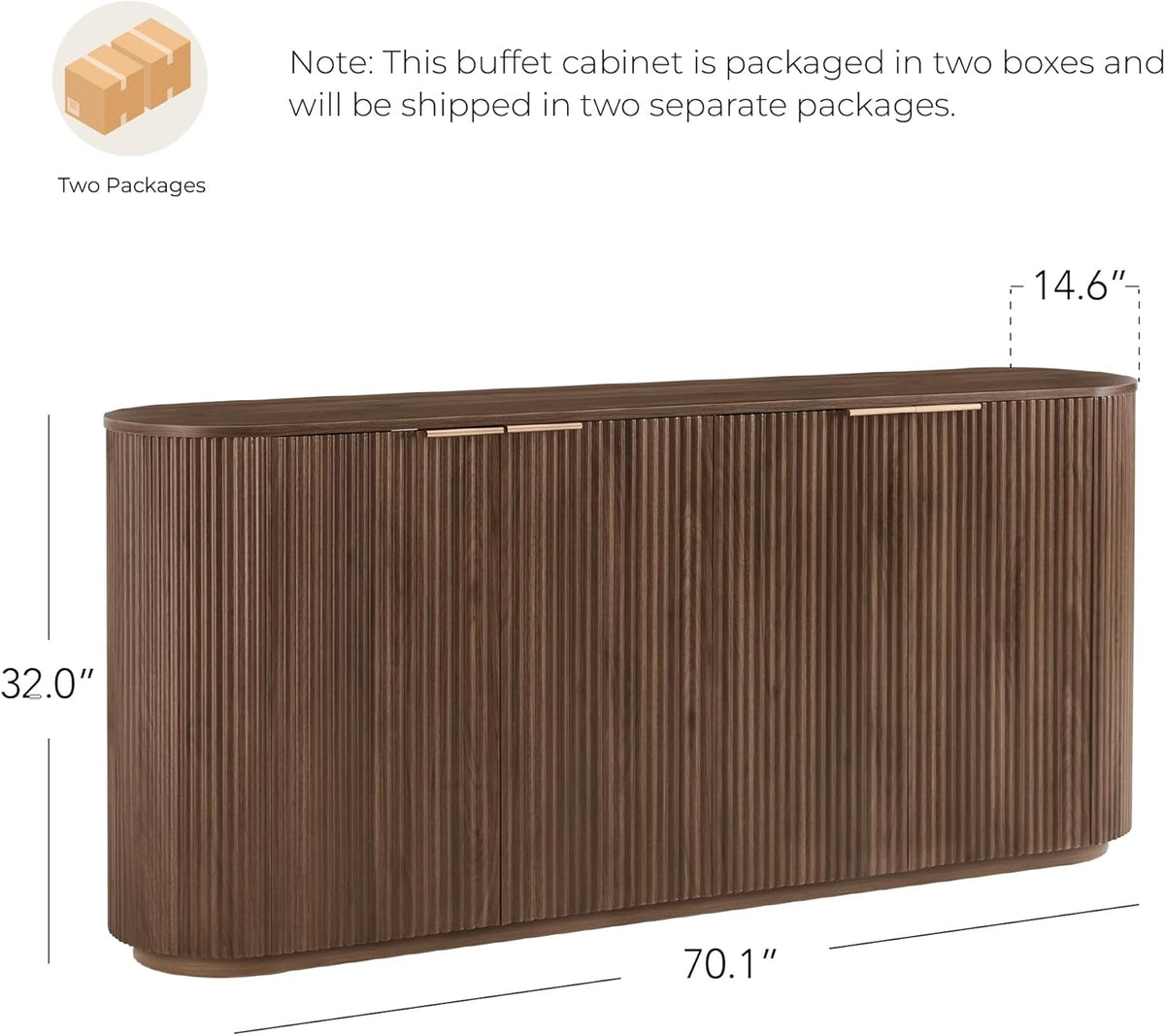 70" Sideboard Buffet Cabinet with Storage, Living Room Accent Cabinet with Doors and Adjustable Shelves, for Bar