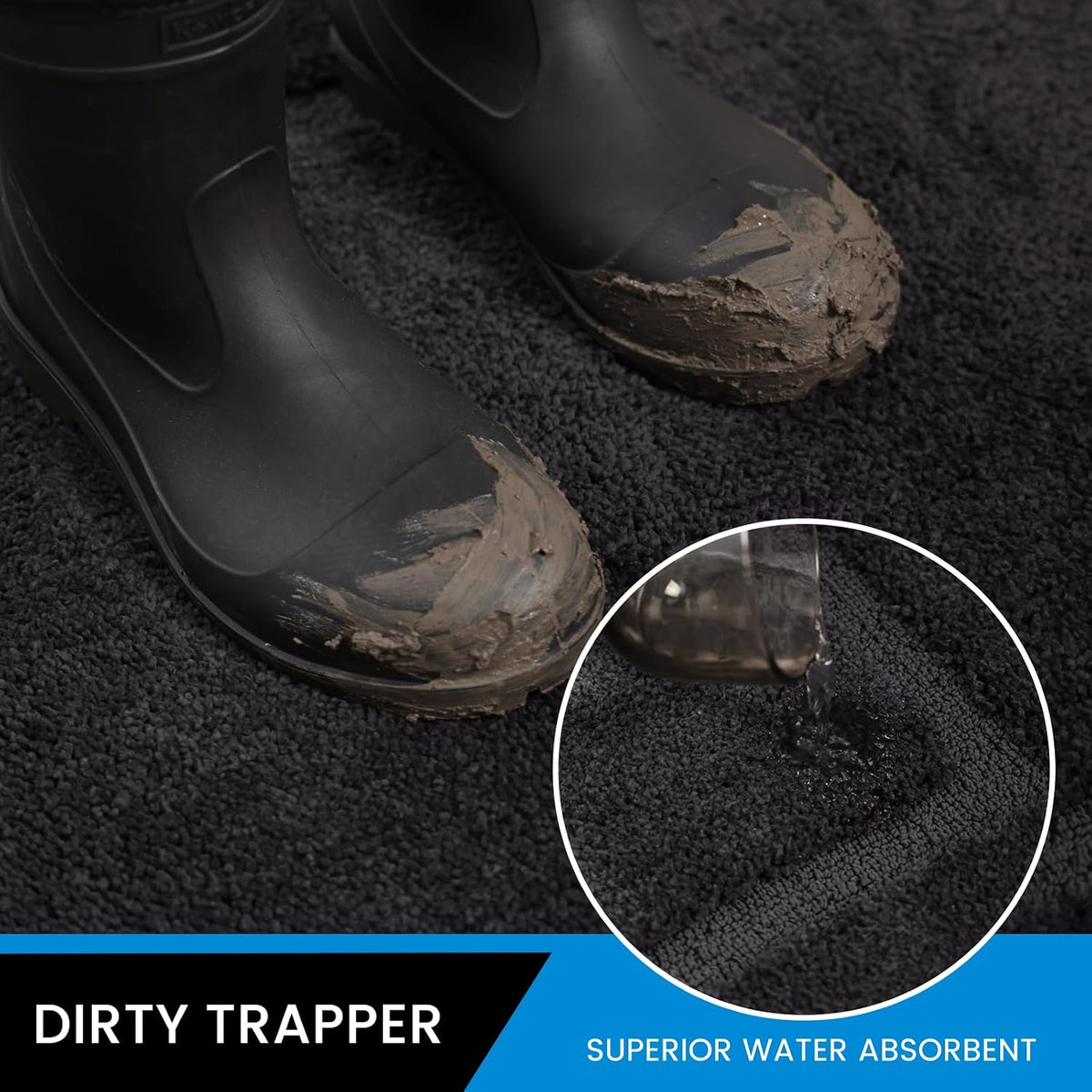Door Mat Indoor Entrance, Dirt Trapper Entryway Rug with Non-Slip Rubber Backing, Washable Inside Front Entry Rugs