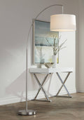 Inspired Arco Style Cora 72" Tall Brushed Nickel Modern Arc Floor Lamp