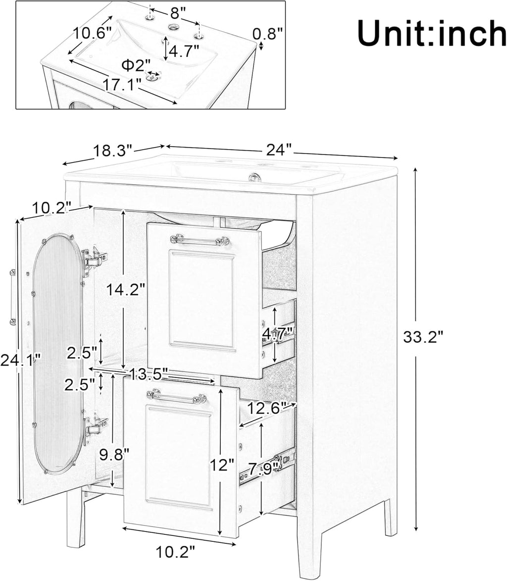 24" Bathroom Vanity with Sink