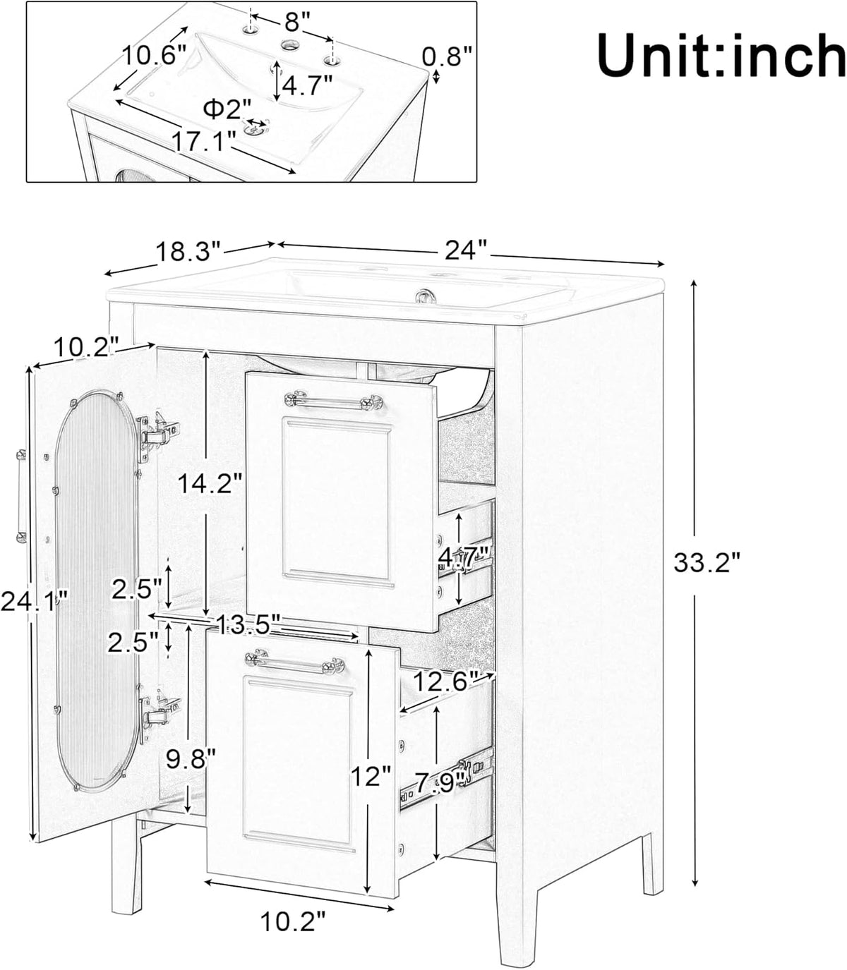24" Bathroom Vanity with Sink