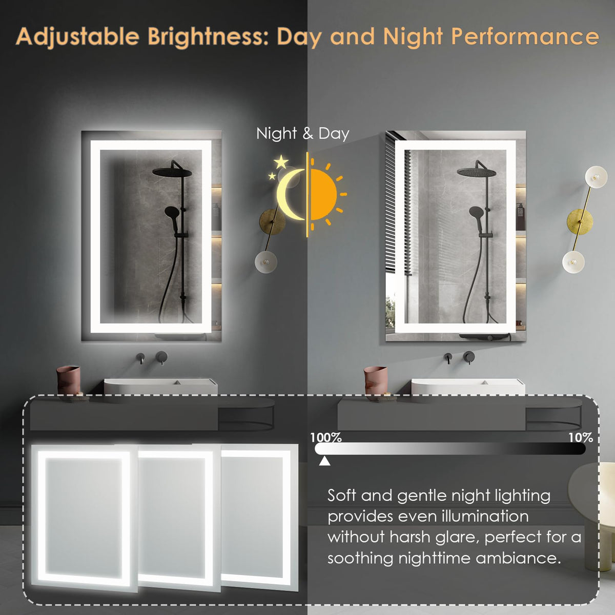 LED Bathroom Mirror, Vanity Mirror with Light for Wall 16"L x 24"W