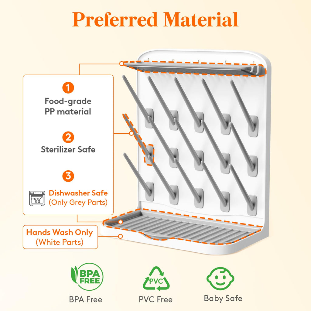 15-Hooks Baby Bottle Drying Rack for Countertop