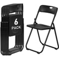 6 Pack Black Plastic Folding Chairs, Lightweight Foldable Chair