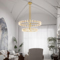 48" Gold Wagon Wheel 2-Tier Chandelier