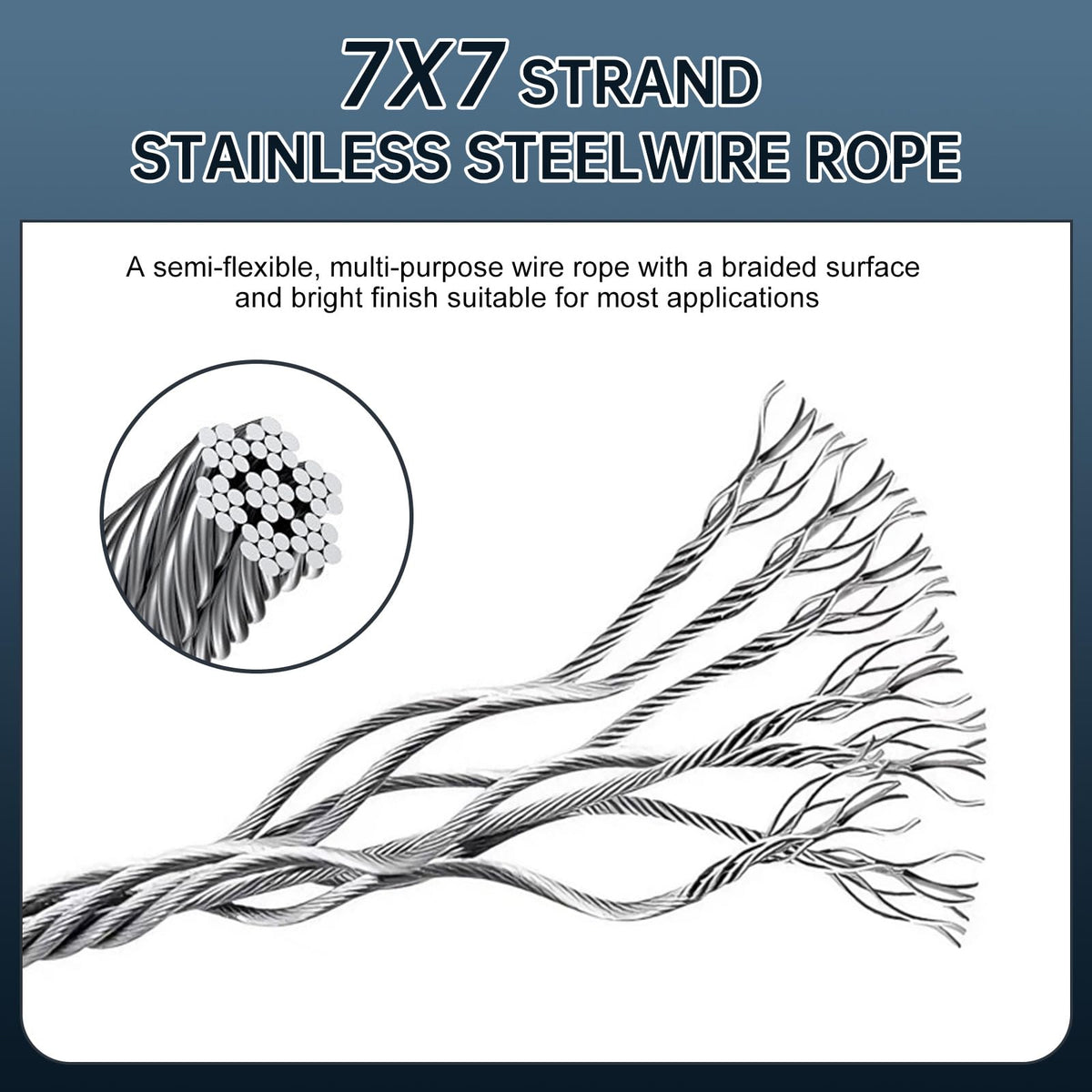 10-Pack Safety Security Cables for DJ Stage Lighting, 2ft Stainless Steel Cable with 5/32" Diameter, Black Ropes with