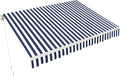 11.5x9.5 Feet Manual Retractable Patio Door Window Awning Sunshade Shelter Outdoor Canopy,1210 (Ocean Blue with White