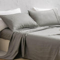 100% Washed French Linen Sheet Set - Charcoal Linen-4 Pieces (1 Flat Sheet, 1 Fitted Sheet & 2 Pillowcases)