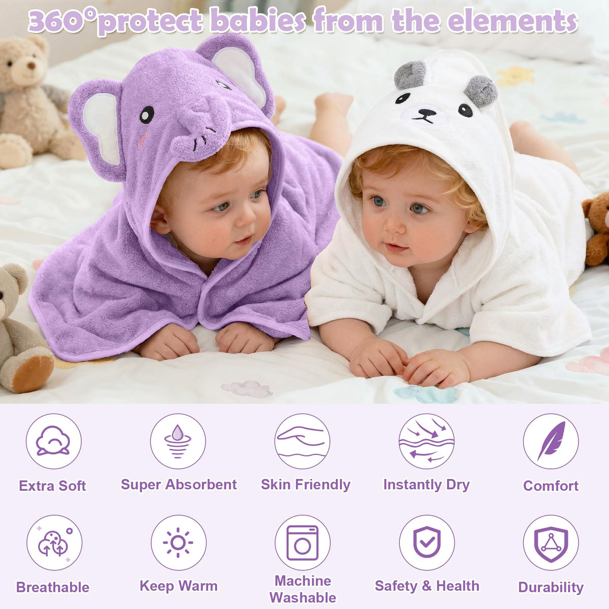 12 PCS Baby Bath Towels Set for Infants Toddlers Essentials