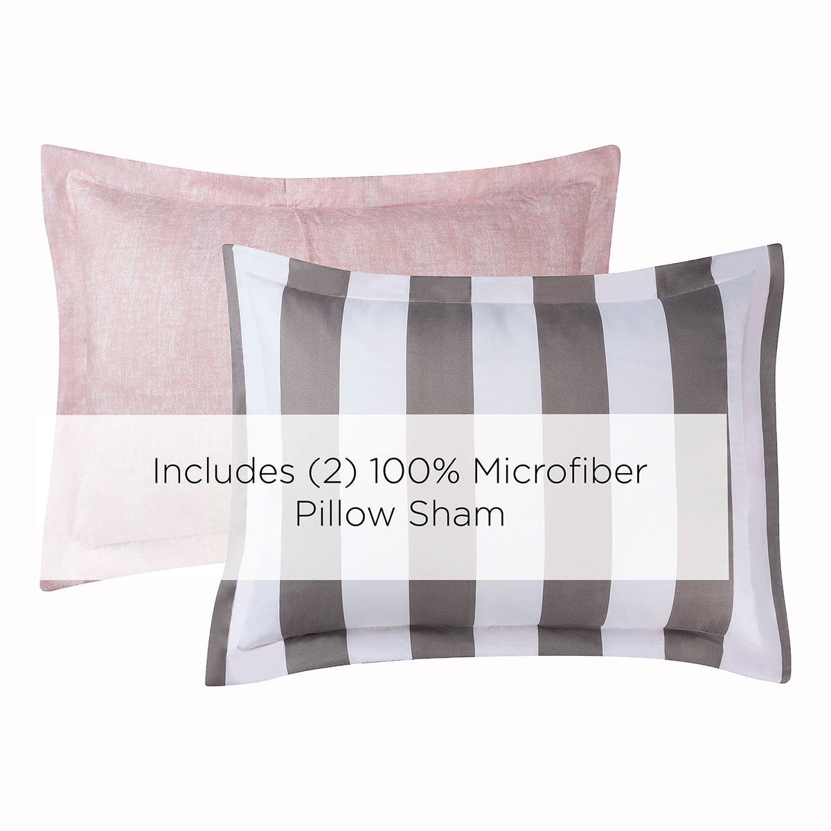 Cabana Stripe Reversible Bedding Set - Grey and White Stripe Print - 6 Piece Set - Includes 1 104" x 90"