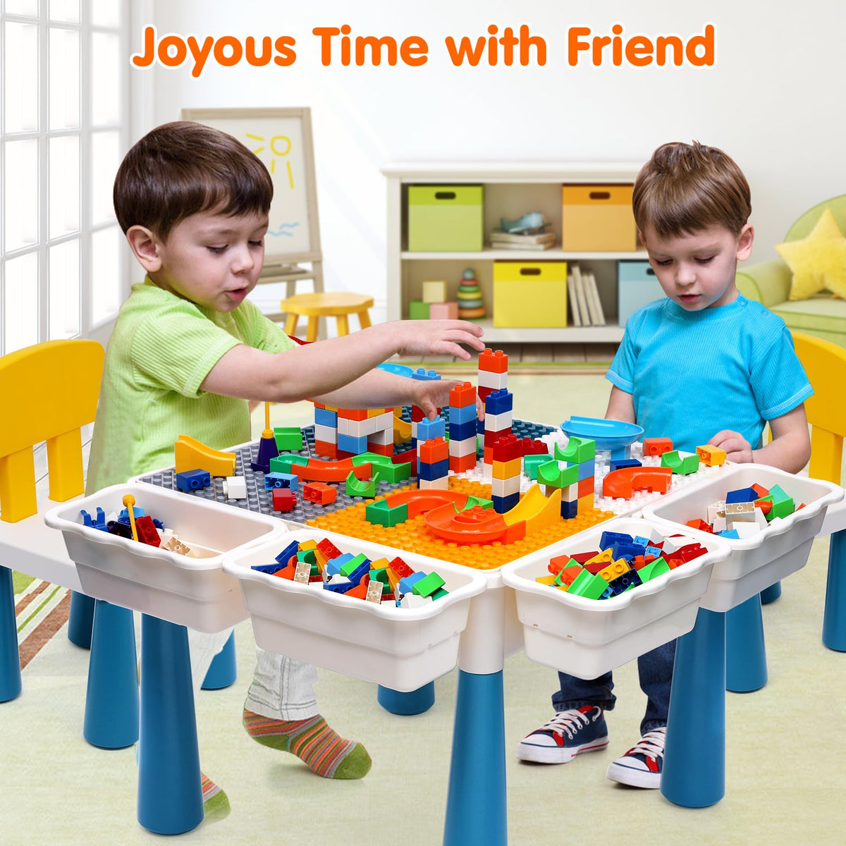 Toddler Activity Table & Chairs Set, 7-in-1 Kids Desk for Age 3-7